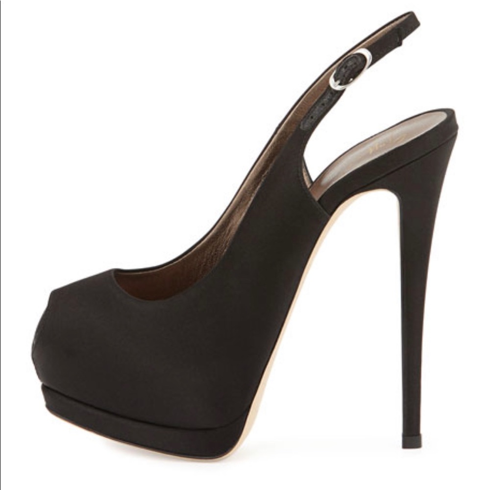 Sergio Rossi platform peep toe satin heel